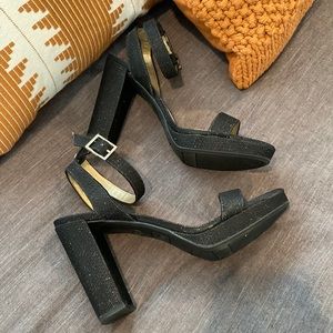 Dressy Black Sparkle Strappy Shoe